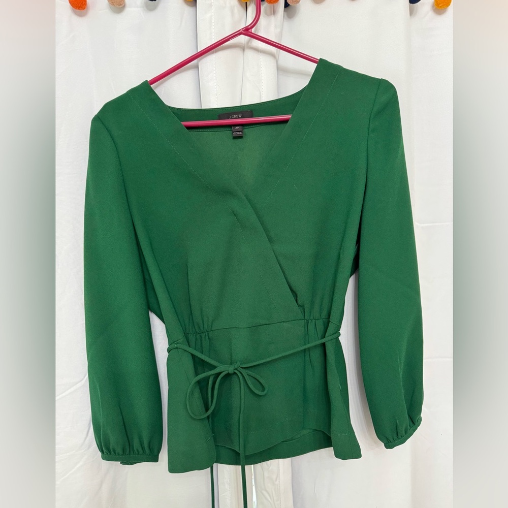 J. Crew 3/4 Sleeve Faux Wrap Top